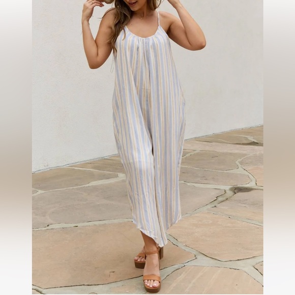 Pacific Beach Stripe Asymmetrical Cover up Jumpsuit XL - Picture 11 of 14